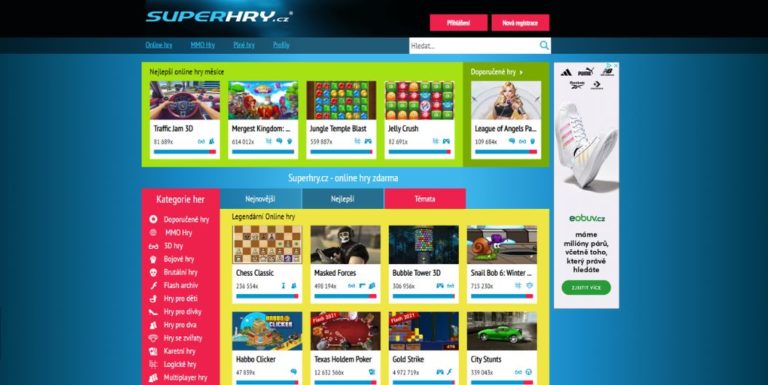 Superhry.cz – portál online hier zadarmo vo webovom prehliadači